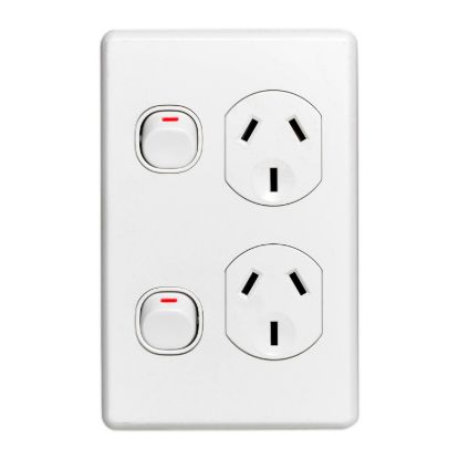 Picture of Switched Socket Outlet, Classic C2000 Series, Twin, 250V, 10A, Vertical