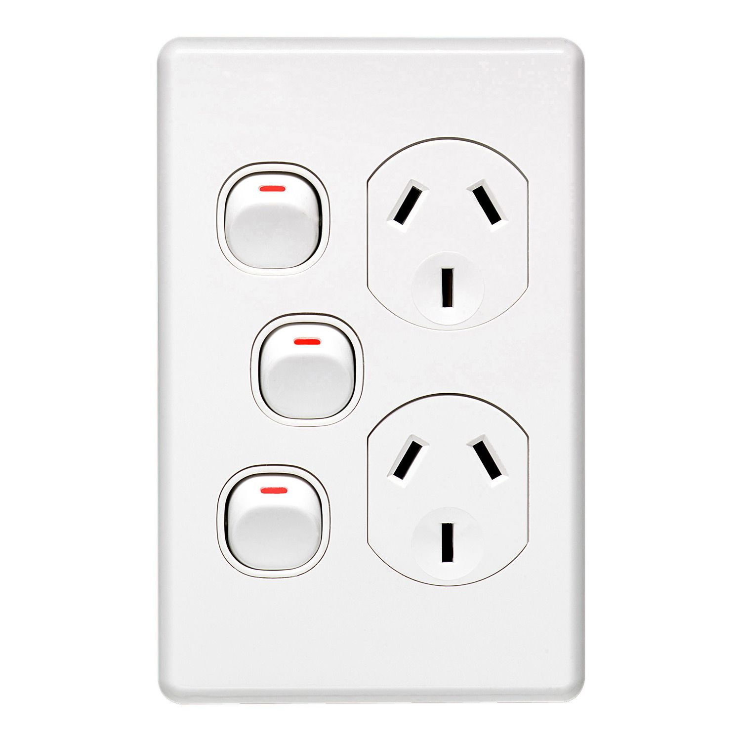 Picture of Switch Socket Outlet, Classic C2000 Series, Twin, 250V, 10A, Vertical, Removable Extra Switch