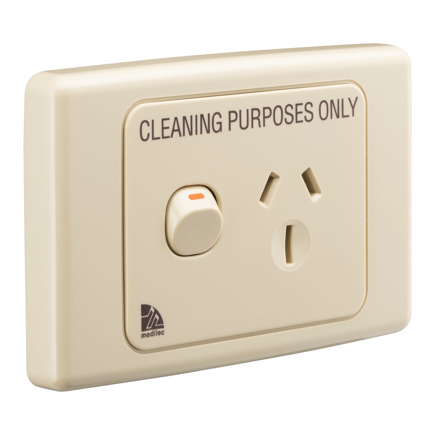 Picture of Single Switch Socket Outlet, Medilec, 250V, 15A, Cleaner Label
