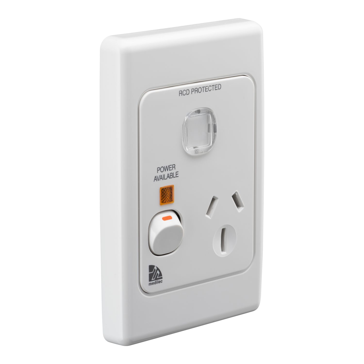 Picture of Single Switch Socket Outlet, Medilec, 250V, 15A, Vertical