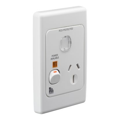 Picture of Single Switch Socket Outlet, Medilec, 250V, 15A, Vertical