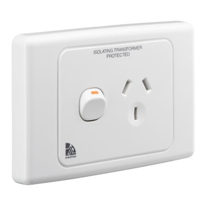 Picture of Single Switch Socket Outlet, Medilec, 250V, 10A, 2 Pole
