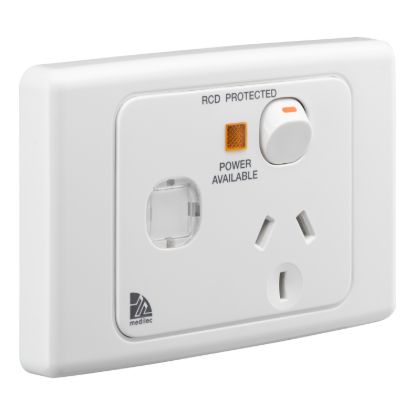 Picture of Single Switch Socket Outlet, Medilec, 250V, 10A, Circuit Identification