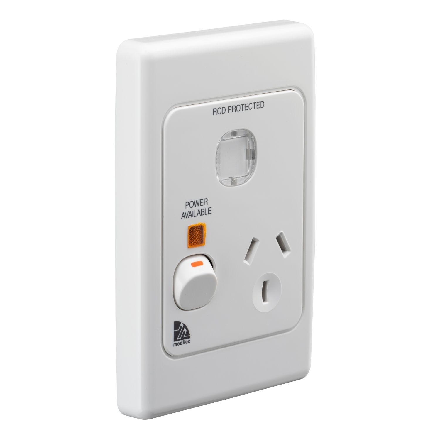 Picture of Single Switch Socket Outlet, Medilec, 250V, 10A, Vertical