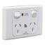 Picture of Twin Switch Socket Outlet, Medilec, 250V, 10A, 2 Gang, 1 Pole