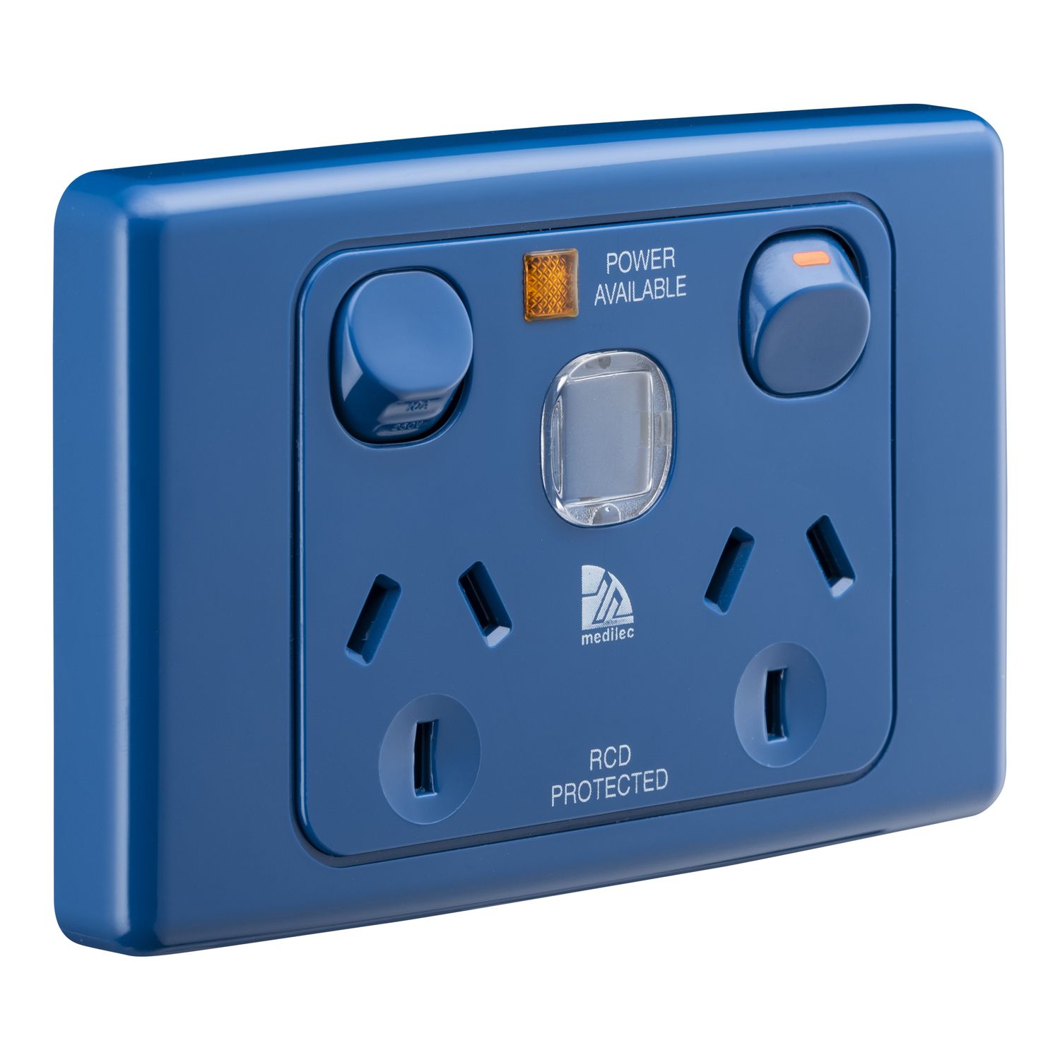 Picture of Twin Switch Socket Outlet, Medilec, 250V, 10A, 2 Gang, 1 Pole