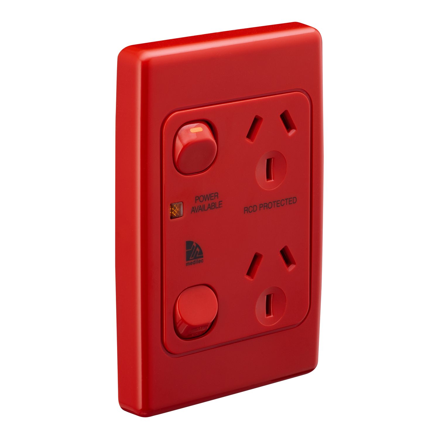 Picture of Twin Switch Socket Outlet, Medilec, 250V, 10A, 2 Gang, 1 Pole, Vertical