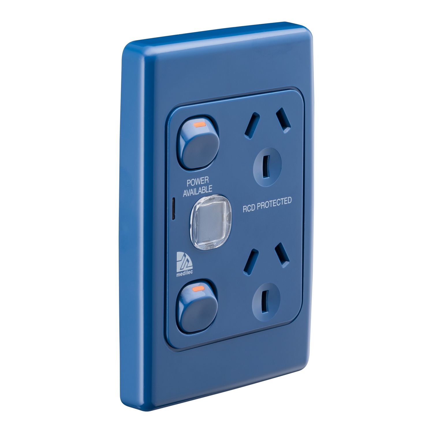 Picture of Twin Switch Socket Outlet, Medilec, 250V, 10A, 2 Gang, 1 Pole, Vertical