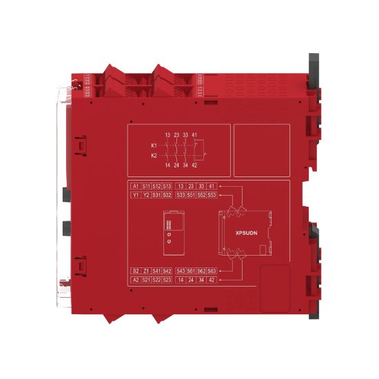 Picture of safety module, Harmony XPSU, Cat 4, features 6 x XPSUAF, 48 to 240V AC or DC, screw