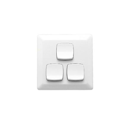 Picture of Flush Switch, Prestige Series, 3 Gang, 230/240V, 10A, Large Format, Vertical