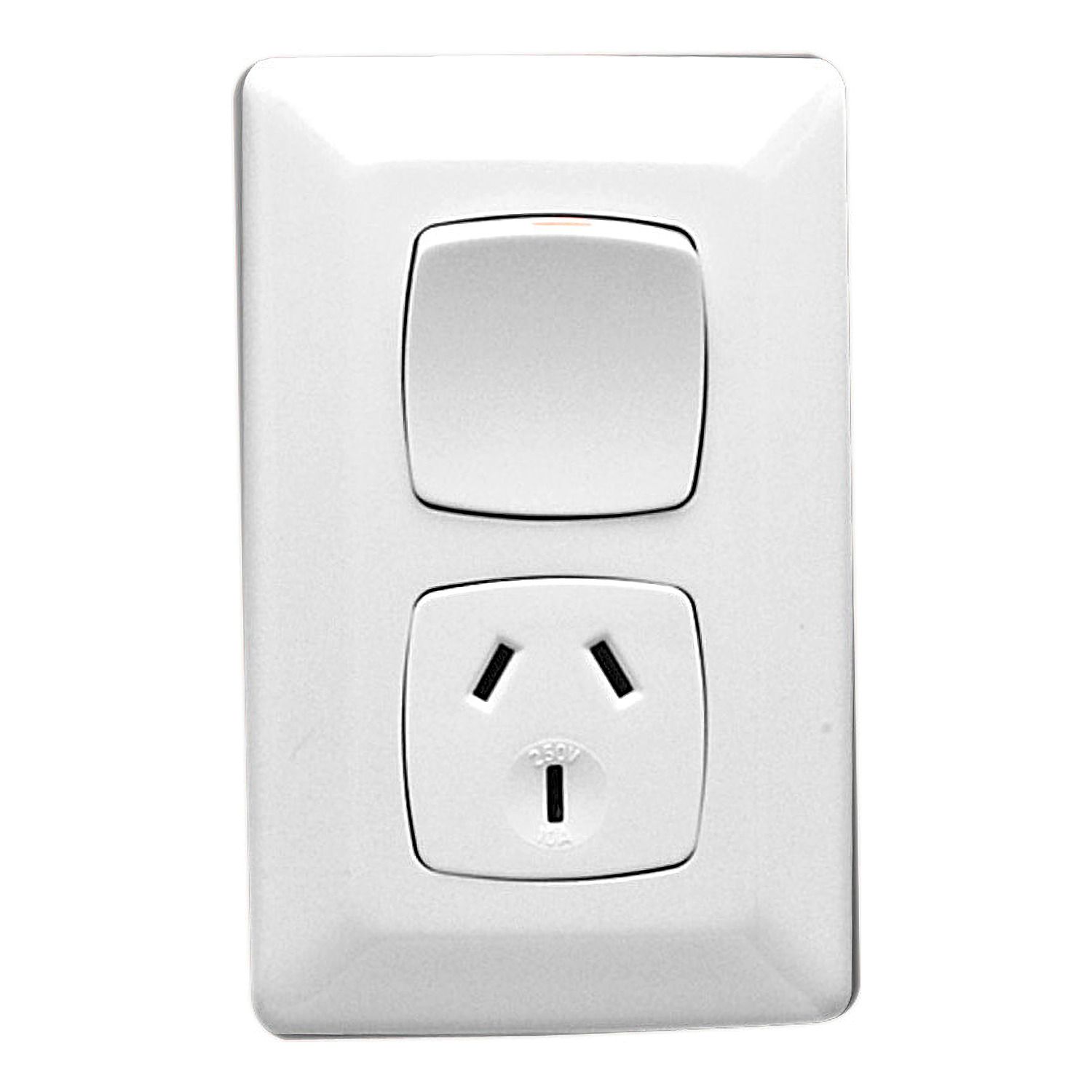 Picture of Single Switch Socket Outlet, Prestige Series, 250V, 10A, Vertical, Standard Size