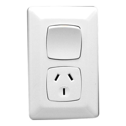 Picture of Single Switch Socket Outlet, Prestige Series, 250V, 10A, Vertical, Standard Size