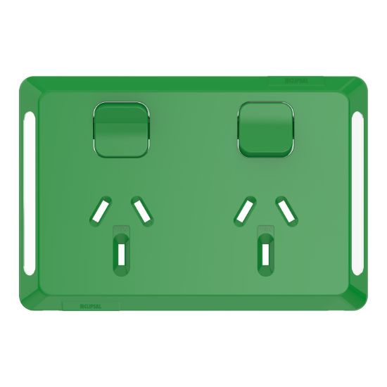 Picture of Twin Power Point Skin, Pro Series, Horizontal Mount, 250V, 10A, Clip-On