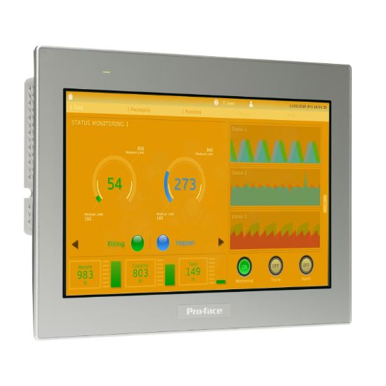 Picture of 12"W touch panel display, 2COM, 2Ethernet, USB host&device, 24VDC