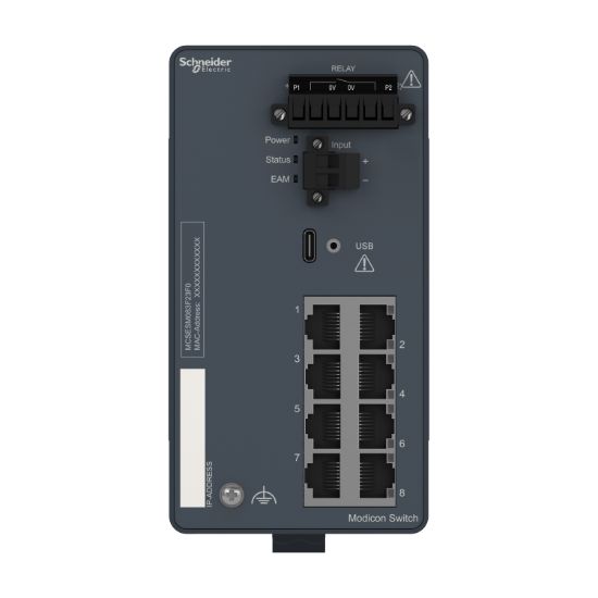 Picture of network switch, Modicon Networking, managed, 8 ports for copper