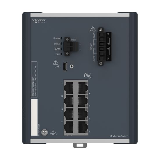 Picture of Modicon PoE (Power over Ethernet) Managed Switch - 8 Gigabit ports for copper - extended temperature