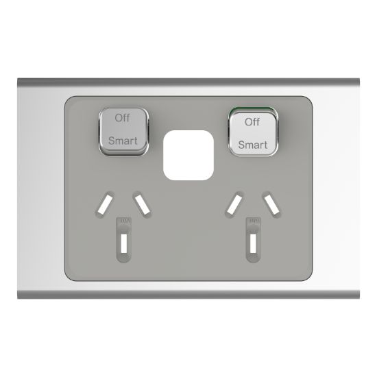 Picture of Styl Skin Connected Socket, Clipsal Iconic, Wiser, Horizontal Twin
