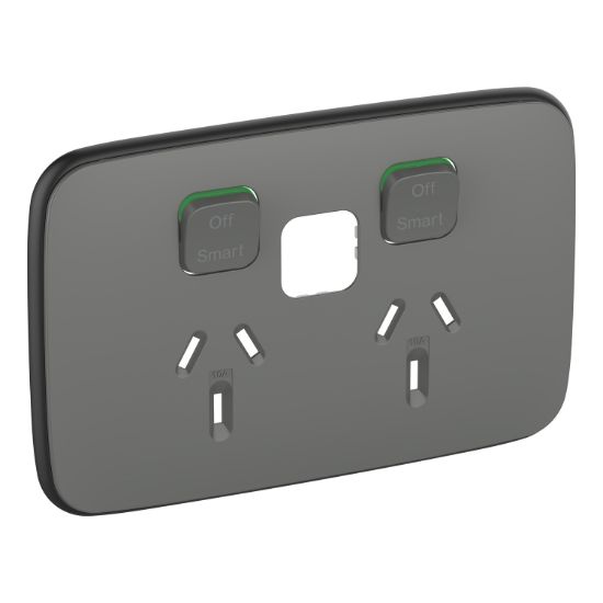 Picture of Essence Skin Connected Socket, Clipsal Iconic, Wiser, Horizontal Twin