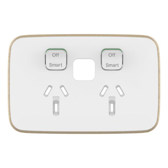 Picture of Essence Skin Connected Socket, Clipsal Iconic, Wiser, Horizontal Twin