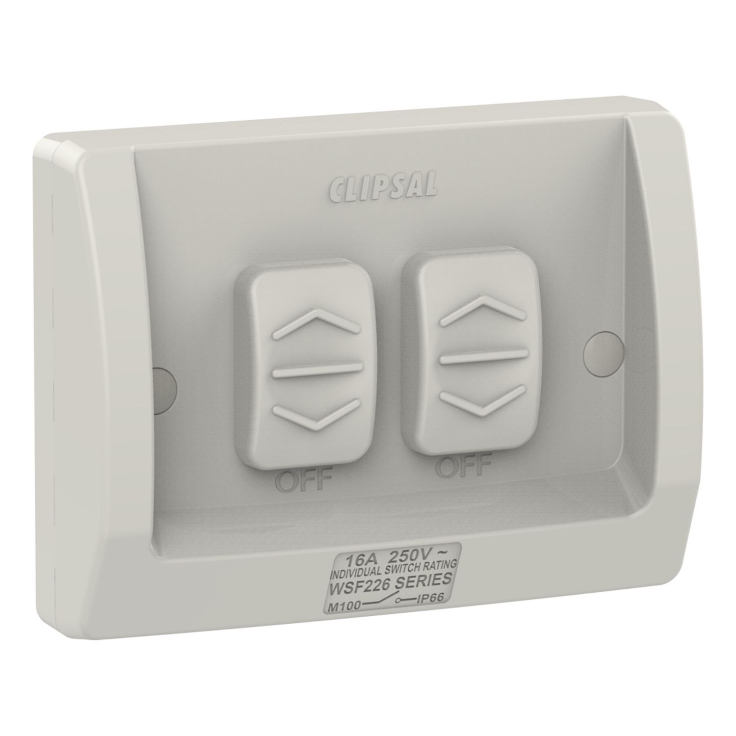 Picture of Switch, Weathershield, Flush, 2-Gang, 16AX, 250VAC, IP66