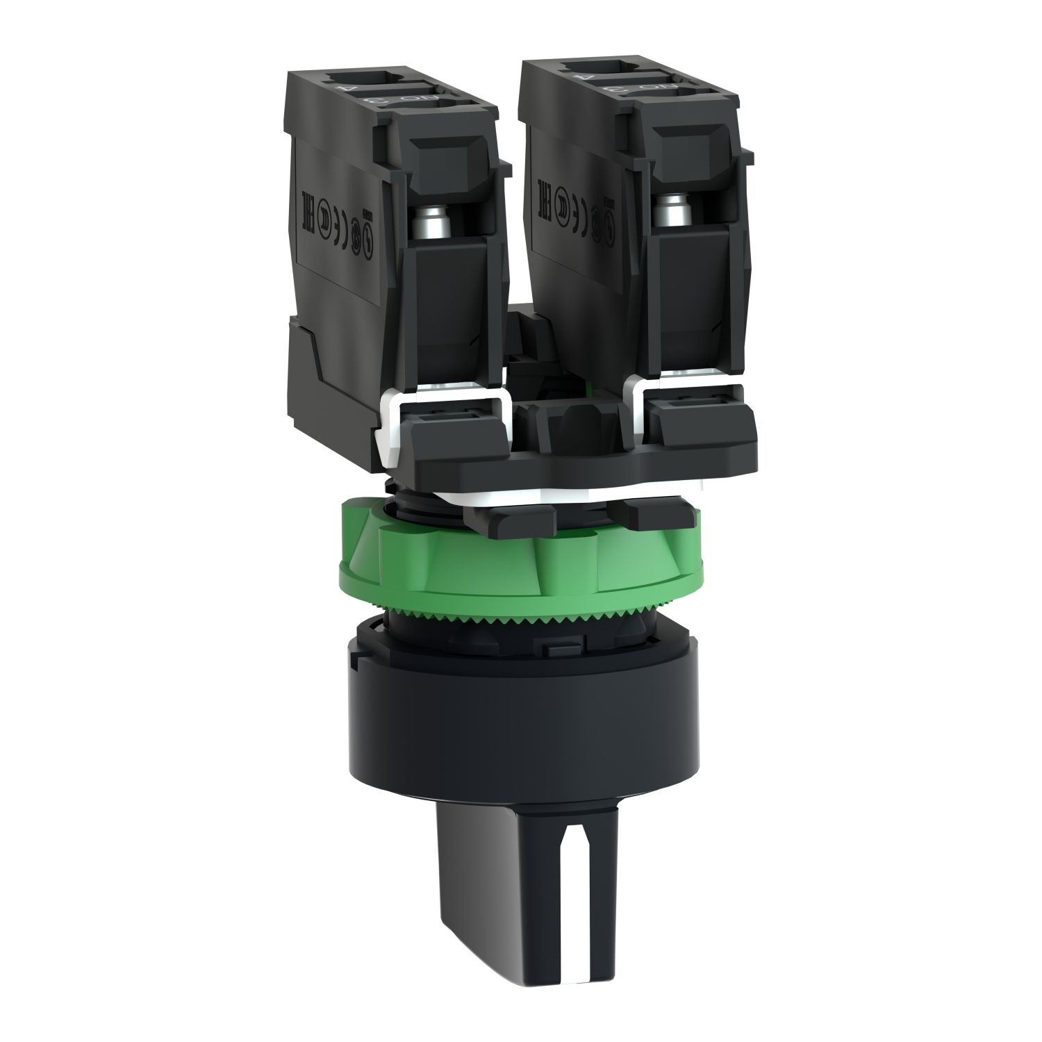 Picture of Selector switch, Harmony XB5, plastic, black, 22mm, 3 positions, stay put, 2 NO