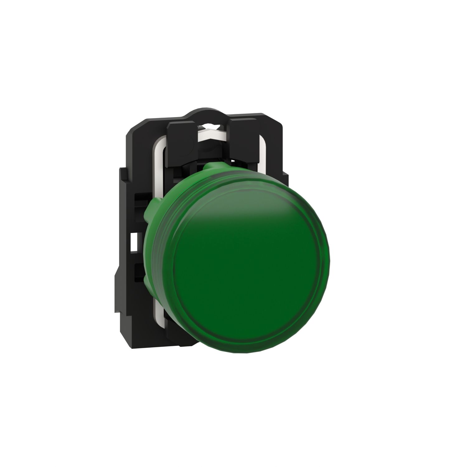Picture of Pilot light, Harmony XB5, grey plastic, green, 22mm, universal LED, plain lens, 24V AC DC