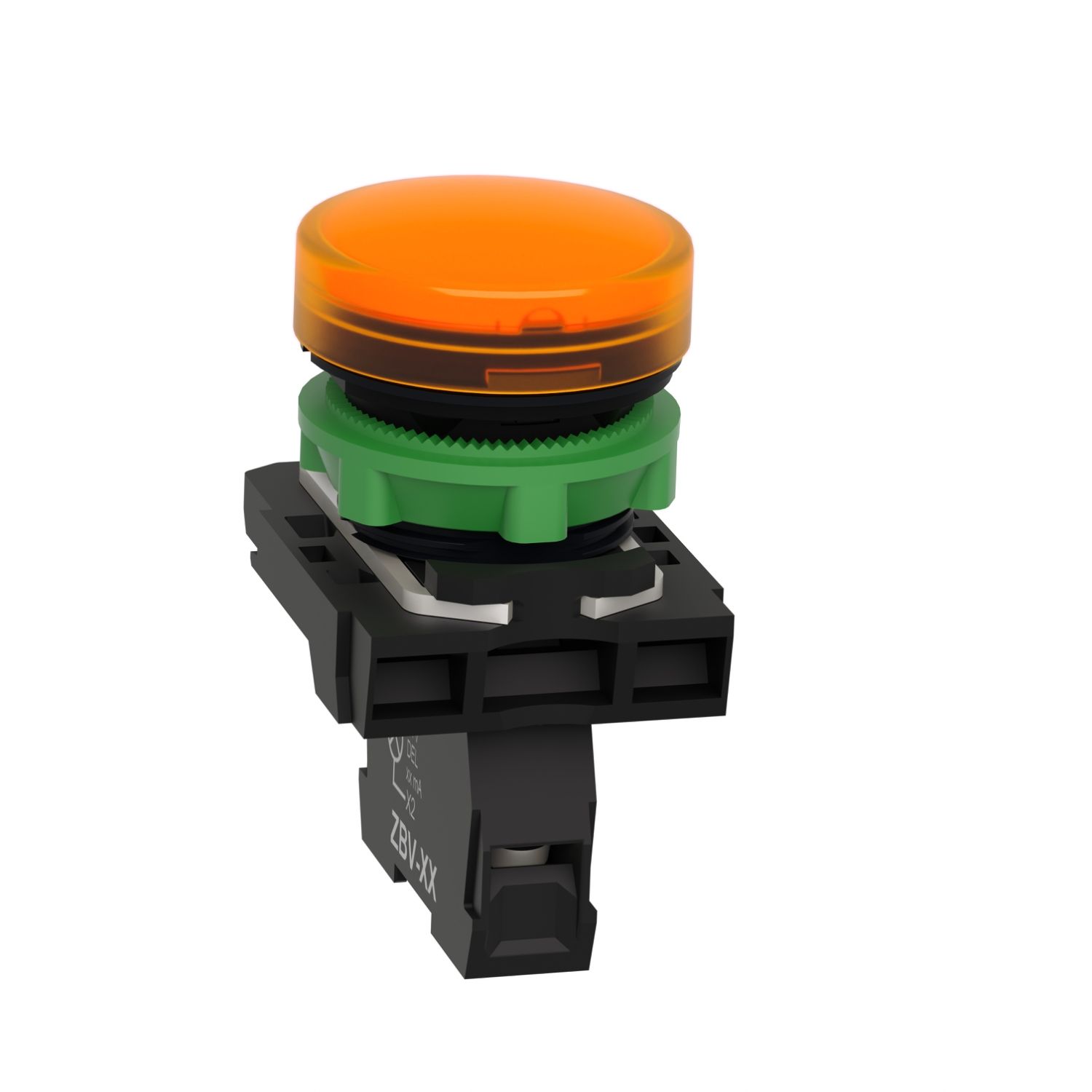 Picture of Pilot light, Harmony XB5, grey plastic, orange, 22mm, universal LED, plain lens, 24V AC DC