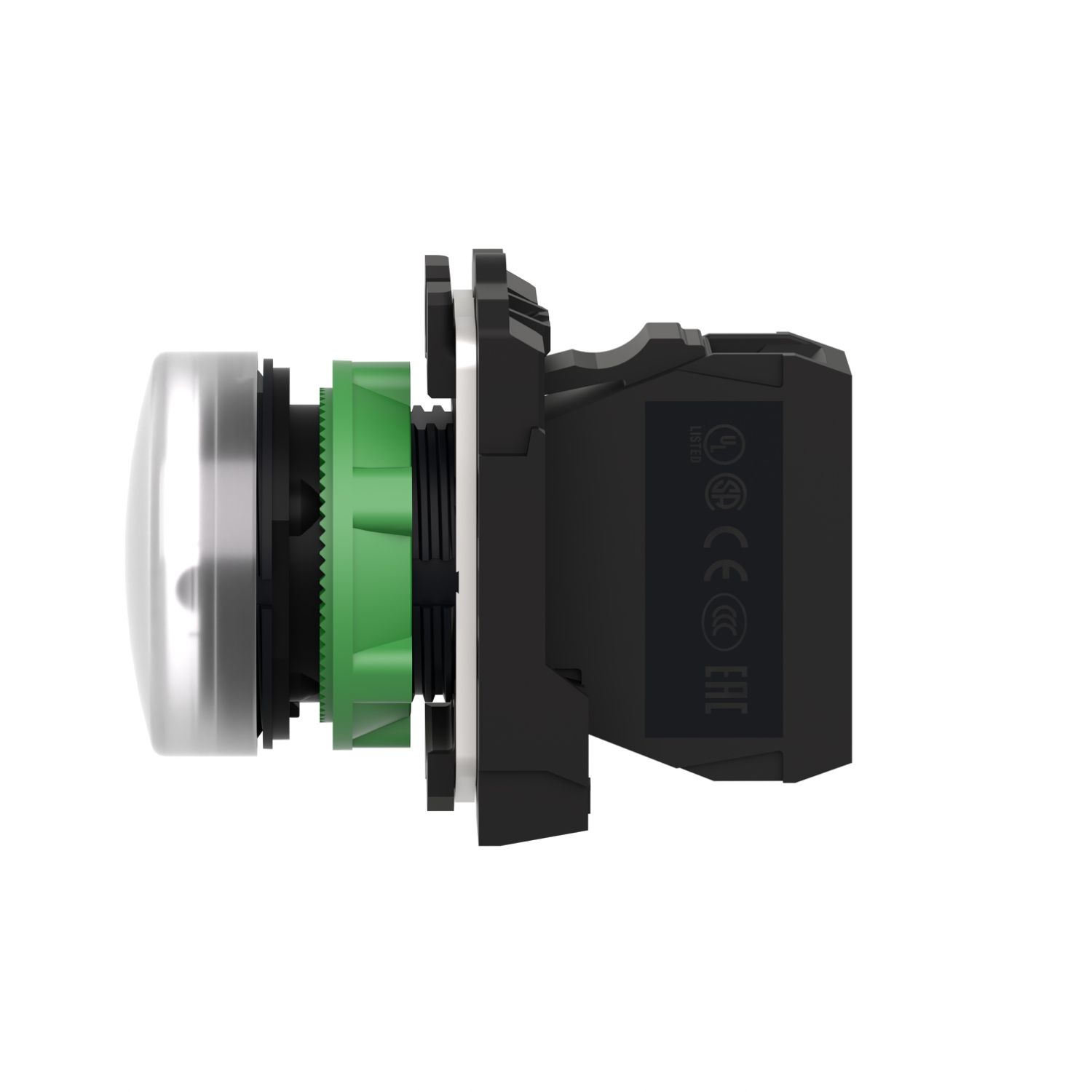 Picture of pilot light, Harmony XB5, grey plastic, white, 22mm, universal LED, plain lens, 110...120V AC