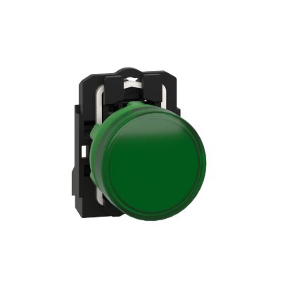 Picture of pilot light, Harmony XB5, grey plastic, green, 22mm, universal LED, plain lens, 110...120V AC