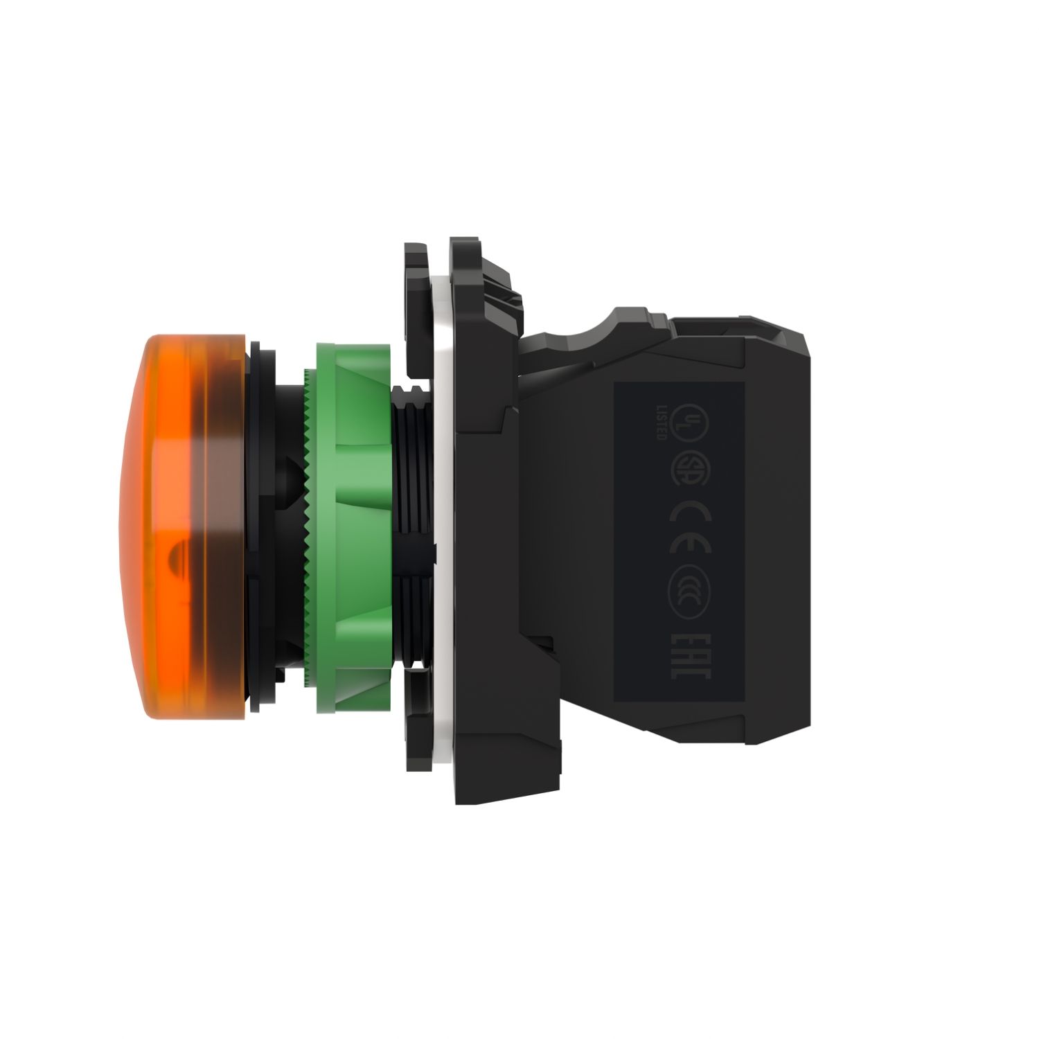 Picture of pilot light, Harmony XB5, grey plastic, orange, 22mm, universal LED, plain lens, 110...120V AC