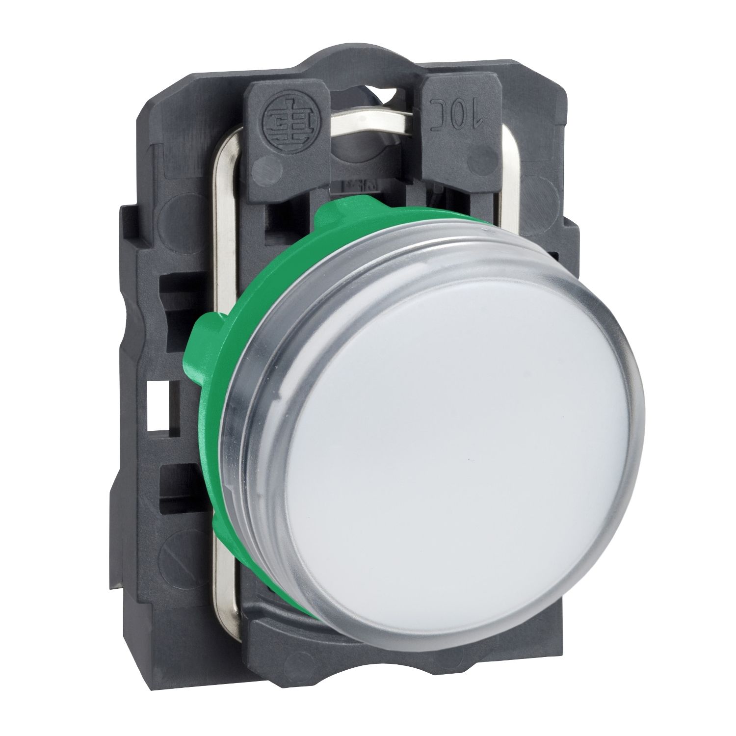 Picture of Pilot light, Harmony XB5, grey plastic, white, 22mm, universal LED, plain lens, 230...240V AC