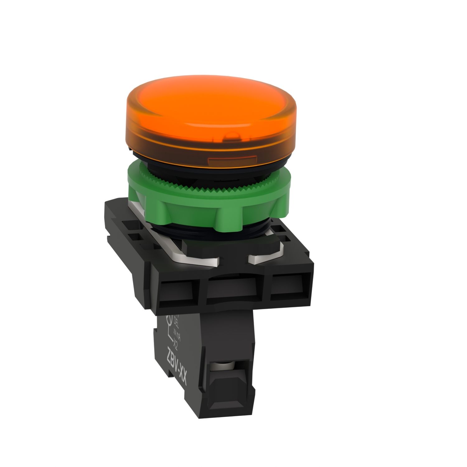 Picture of Pilot light, Harmony XB5, grey plastic, orange, 22mm, universal LED, plain lens, 230...240V AC