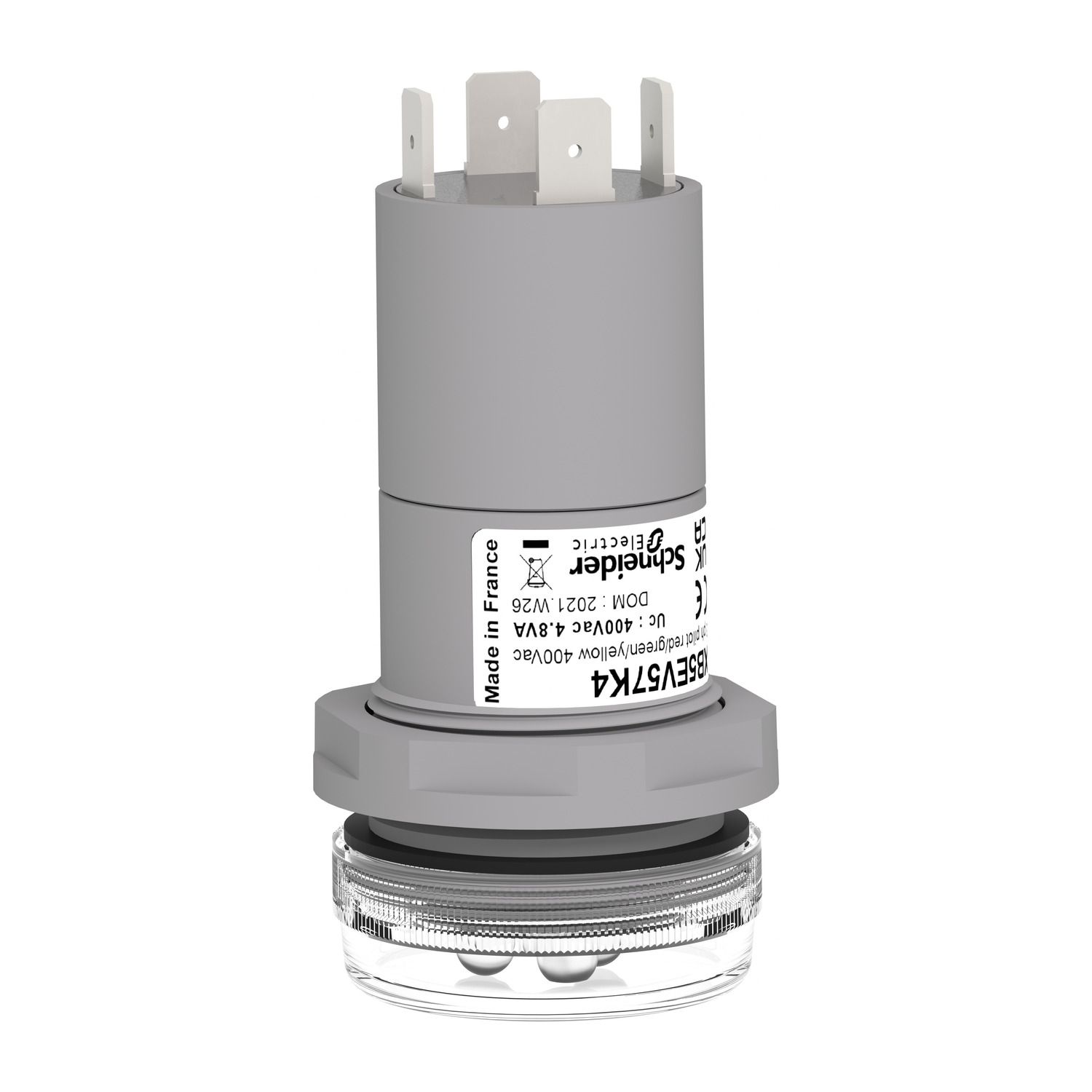Picture of Monolithic pilot light, Harmony XB5, 3 phases Voltage, indicator with 3 LED, red, green, yellow, 400V AC