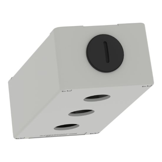 Picture of Die cast empty control station, Harmony XAP, XB2 SL, zinc alloy, grey, M25, 3 cut outs 22mm, 80x175x51,5mm