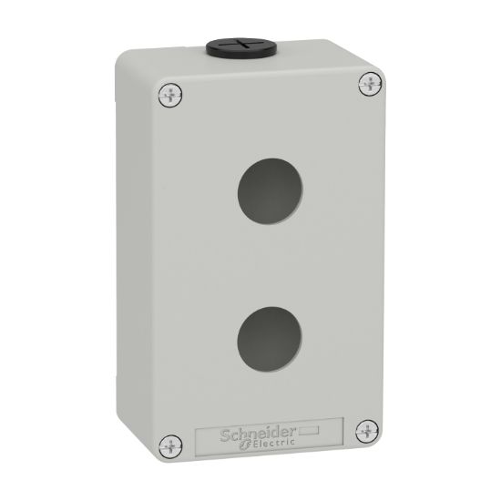 Picture of Die cast empty control station, Harmony XAP, XB2 SL, zinc alloy, grey, M20, 2 cut outs 22mm, 80x130x51,5mm, UL cULus