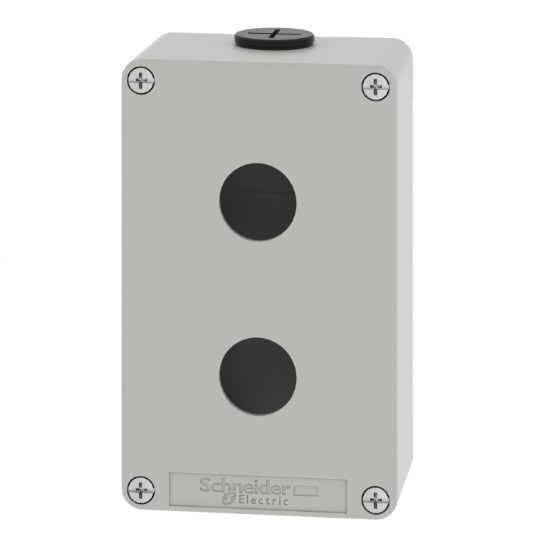 Picture of Die cast empty control station, Harmony XAP, XB2 SL, zinc alloy, grey, M20, 2 cut outs 22mm, 80x130x51,5mm, UL cULus