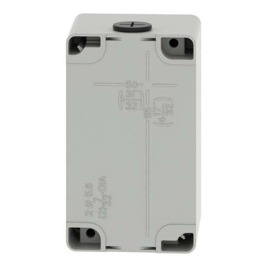 Picture of Die cast empty control station, Harmony XAP, XB2 SL, zinc alloy, grey, M20, undrilled, 80x130x77mm, UL cULus