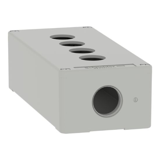 Picture of Die cast empty control station, Harmony XAP, XB2 SL, zinc alloy, grey, M25, 4 cut outs 22mm, 80x175x51,5mm