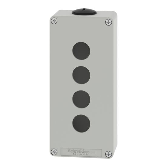Picture of Die cast empty control station, Harmony XAP, XB2 SL, zinc alloy, grey, M25, 4 cut outs 22mm, 80x175x51,5mm