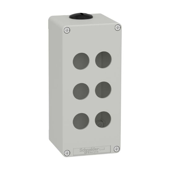 Picture of Die cast empty control station, Harmony XAP, XB2 SL, zinc alloy, grey, M25, 6 cut outs 22mm, 80x175x77mm