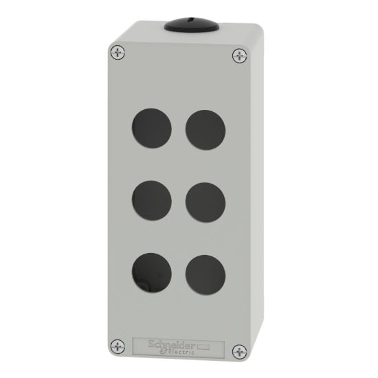 Picture of Die cast empty control station, Harmony XAP, XB2 SL, zinc alloy, grey, M25, 6 cut outs 22mm, 80x175x77mm