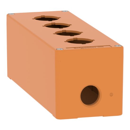 Picture of Empty control station, Harmony XAP, XB2 SL, zinc alloy, orange, M25, 4 cut outs 30mm with notches, 80x220x77mm