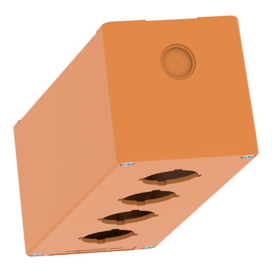 Picture of Empty control station, Harmony XAP, XB2 SL, zinc alloy, orange, M25, 4 cut outs 30mm with notches, 80x220x77mm