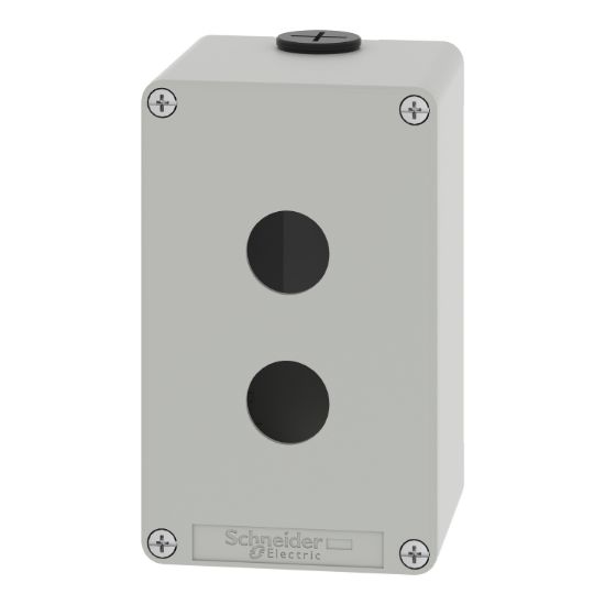 Picture of Die cast empty control station, Harmony XAP, XB2 SL, zinc alloy, grey, M20, 2 cut outs 22mm, 80x130x77mm, UL cULus