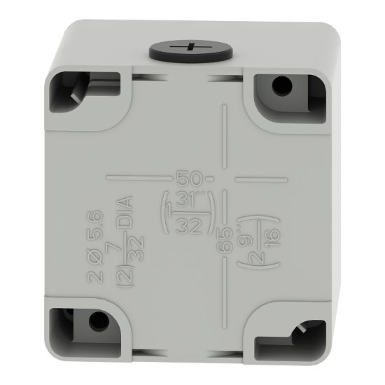 Picture of Empty control station, Harmony XAP, XB2 SL, zinc alloy, grey, M20, 1 cut out 30mm with notches, 80x80x77mm, UL cULus