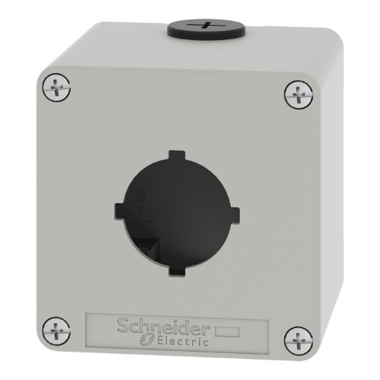 Picture of Empty control station, Harmony XAP, XB2 SL, zinc alloy, grey, M20, 1 cut out 30mm with notches, 80x80x77mm, UL cULus