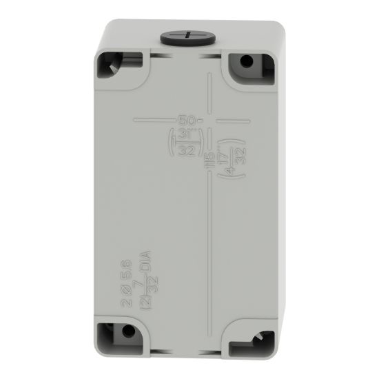 Picture of Die cast empty control station, Harmony XAP, XB2 SL, zinc alloy, grey, M20, 3 cut outs 22mm, 80x130x77mm, UL cULus