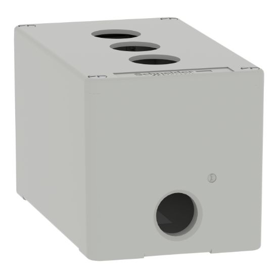 Picture of Die cast empty control station, Harmony XAP, XB2 SL, zinc alloy, grey, M20, 3 cut outs 22mm, 80x130x77mm, UL cULus