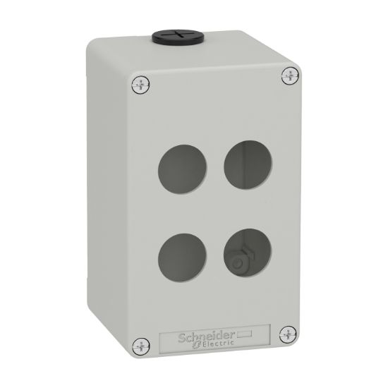 Picture of Die cast empty control station, Harmony XAP, XB2 SL, zinc alloy, grey, M20, 4 cut outs 22mm, 80x130x77mm, UL cULus