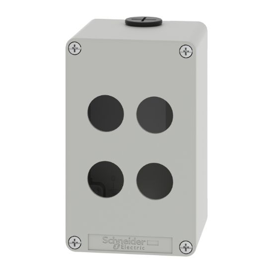 Picture of Die cast empty control station, Harmony XAP, XB2 SL, zinc alloy, grey, M20, 4 cut outs 22mm, 80x130x77mm, UL cULus